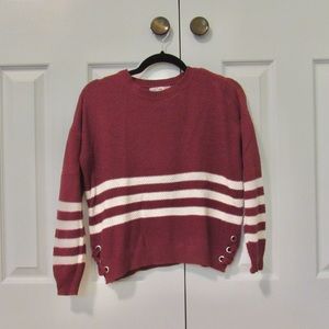 red/orange and white stripped sweater